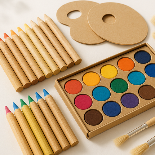 Bilder föreställer färger och pennor.