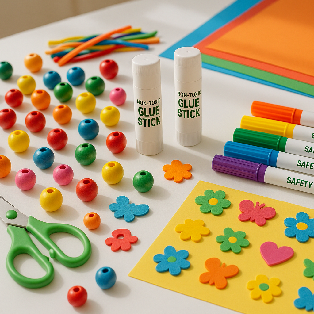 Bilden föreställer giftfria pysselmaterial.