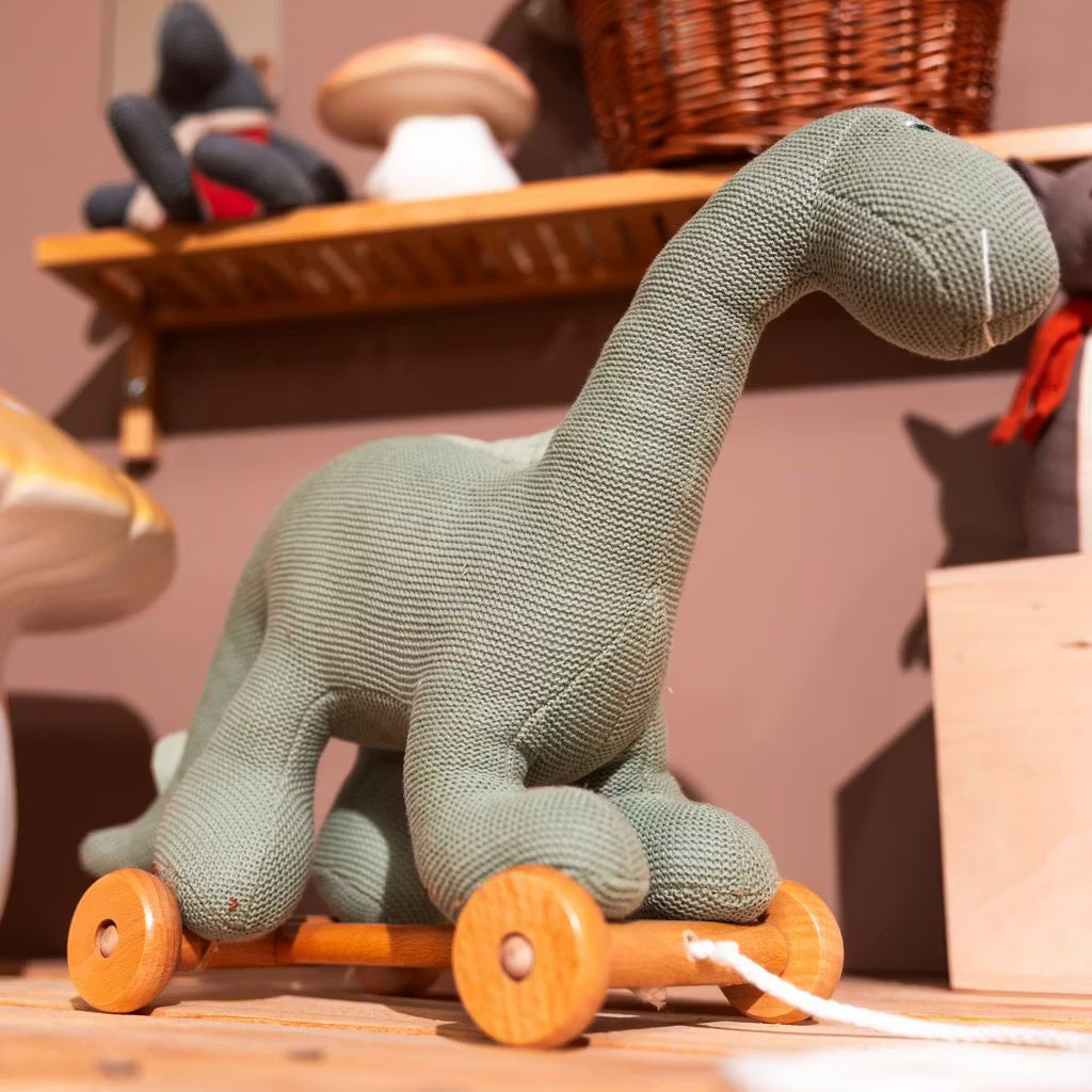 Hållbar dragleksak dinosaurie för småbarn